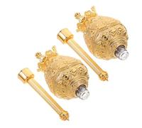 Ipetboom Lot de 2 Bouteilles d'eau Bénite Catholiques en Verre Transparent et Alliage Doré Récipient Vide Décoratif Européen pour Église Baptêmes Mariages et Cérémonies Religieuses