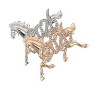 Ipetboom Lot de 2 Broches Cheval du Zodiaque 2026 en Alliage de Zinc avec Strass, Épingle pour Vêtements et Paquet, Bijou Feng Shui Solide pour Femmes et Hommes, Accessoire Festif
