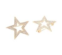 Ipetboom Lot de 2 Broches Décoratives Étoile à Cinq Branches en Alliage de Zinc Doré, Broches en Cristal Scintillantes pour Vêtements, Châles et Paquet, Épingle à Revers Élégante