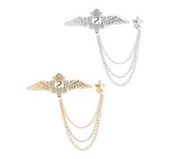 Ipetboom Lot de 2 Broches en Alliage Doré et Argenté d'Aile d'Ange Étoile Épingles de Poitrine Créatives pour Manteau Ornement Accessoire de Vêtement Élégant