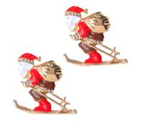 Ipetboom Lot de 2 Broches en Alliage Festive Noël - Épingle à Vêtements Père Noël et Bonhomme de Neige, Décoration Bijoux Femme, Accessoires Hiver pour Manteau et Pull, Présent Thème Fêtes