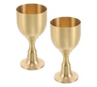 Ipetboom Lot de 2 Calices en Laiton Doré Vintage Grand Format Coupe à Offrandes pour Rituels Religieux et Décorations Médiévales Gobelets à Pied pour Fêtes de Noël et Célébrations
