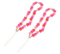 Ipetboom Lot de 2 Chaînes Téléphoniques Décoratives en Pâte Polymère Rose Motif Cœur Cordons Suspendus Uniques et Anti-Perte Accessoires pour Téléphone Portable et Porte-Clés Usage
