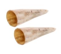 Ipetboom Lot de 2 Chopes à Vin en Corne Naturelle de Bœuf Verre à Boire Médiéval Vintage pour Whisky Bière et Fêtes Gobelets Décoratifs Artisanaux Polyvalents