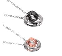 Ipetboom Lot de 2 Colliers Couple en Métal Solide Anneaux Doubles Bicolores Chaîne de Cou Chic pour Homme et Femme Accessoires Mode Saint-Valentin et Occasions Romantiques