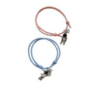 Ipetboom Lot de 2 Élastiques à Cheveux Magnétiques pour Couples Pendentif Astronaute Cordes à Cheveux Tressées Rose et Noir Accessoires ’amis et Amoureux Présent pour Usage Quotidien
