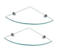 Ipetboom Lot De 2 Étagères D'angle 20x20 Cm En Verre 6 Mm Support Mural Étagère De Rangement De Salle De Bain Panier De Bain Multifonction Pour Organiser L’espace