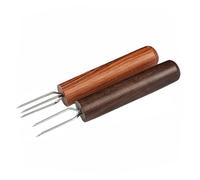 Ipetboom Lot De 2 Fourchettes D’extension De Moxibustion Manche Bois Naturel Acier Inoxydable, Légères Et Portables, Pour Acupuncture Et Massage à Domicile