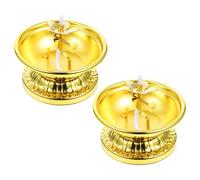 Ipetboom Lot de 2 Lampes à Huile Dorées Réglables en Alliage de Cuivre 91 CM Lampe à Beurre Traditionnelle pour Usage Intérieur et Offrandes Bouddhistes Bougie de Contemplation Vintage