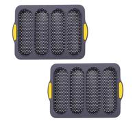 Ipetboom Lot de 2 Moules à Français en Silicone Gris Clair, Moule à 4 Fentes Antiadhésif pour Cuisson de Baguettes, Plaque de Cuisson Polyvalente Pâtisserie, Ustensile de Boulangerie
