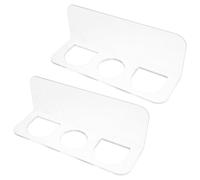 Ipetboom Lot de 2 Organiseurs Muraux Adhésifs en Acrylique Transparent pour Salle de Bain, Porte-brosses à Cheveux 3 Compartiments, Compatible Peignes et Outils Coiffure, Fixation