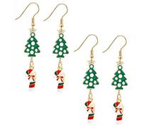 Ipetboom Lot de 2 Paires de Boucles D’Oreilles de Noël Pendentifs Baguette Magique Bijoux D’Oreilles Décorations Festives pour Femmes Accessoires Légers et Élégants pour Fêtes Hivernales