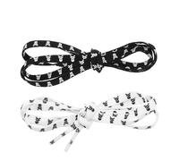 Ipetboom Lot de 2 Paires de Lacets Plats en Polyester Motif Crâne Unique, Lacets Bicolores Noirs et Blancs de 120 Cm pour Chaussures Décontractées en Toile