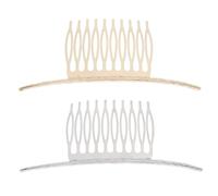 Ipetboom Lot de 2 Peignes à Cheveux pour Femmes, Dentés 10 Dents, Finition Dorée et Argentée, Peigne de Côté pour Coiffure, Accessoire Coiffure Fille, pour Fixer Diadèmes et Ornements,