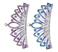 Ipetboom Lot de 2 Peignes Couronne Fille en Métal Argenté Ornés de Cristaux Bleu et Violet Accessoires Cheveux pour Garçon et Filles Diadèmes Multi-Couleurs pour Anniversaire et
