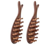 Ipetboom Lot de 2 Peignes de Massage en Bois de Santal Naturel Peigne Ovale Forme Baleine à 22 Dents Larges Brosse Démêlante et Soin du Cuir Chevelu Outil Écologique pour Massage