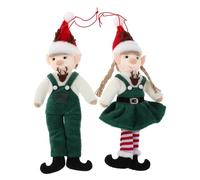 Ipetboom Lot de 2 Pendentifs Lutins de Noël en Peluche Douce Décoration Sapin de Noël Féerique pour Fêtes de Fin D’Année Figurines Suspendues pour Garçon et Fille Présent Original et