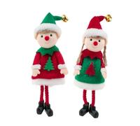 Ipetboom Lot de 2 Pendentifs Poupée de Noël Mignons Décoration Suspendue pour Sapin Petit Format Matériau Pratique Couleur Festive Rouge et Blanc pour Fêtes de Noël et Ambiance