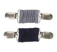 Ipetboom Lot de 2 Pinces à Pull Élastiques pour Femme, Broches Anti-dévoilement en Métal Léger, Couleurs Bleu Marine et Gris, Clips Polyvalents pour Cardigan, Châle et Foulard, Accessoire