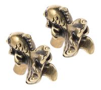 Ipetboom Lot de 2 Poignées de Tiroir en Laiton Antique à Motifs Poisson, Petites Poignées Vintage pour Meuble Commode ou Armoire, Décor Rétro Animalier, Adaptées la Cuisine et