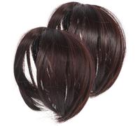 Ipetboom Lot de 2 Postiches Lisses pour Femmes, Postiche pour Cheveux Clairsemés 15 Cm, Fibres Synthétiques, Couleur Brun Foncé, Clips Pratiques Maintien Sûr, Couvre-cheveux Clairsemés