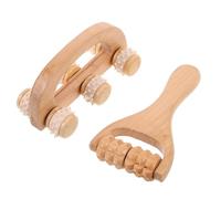 Ipetboom Lot de 2 Rouleaux de Massage Portatifs en Bois Masseur Manuel pour Dos Mains et Nuque Mini Outils d'Automassage pour Soulager Muscles et Tensions Bureau Maison et Voyage