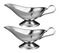 Ipetboom Lot De 2 Saucières Extra Larges En Acier Inoxydable Avec Base Chauffante Saucière Saucière Saucière Blanche Bols De Service Argentés