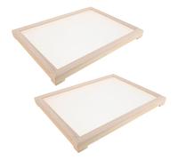 Ipetboom Lot de 2 Séchoirs à Herbes Empilables 40,5 X 30 X 3 Cm en Bois Naturel avec Filet de Séchage Respirant, Étagères de Séchage pour Plantes Aromatiques, Thé, Médicinales et