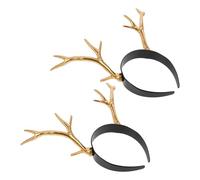Ipetboom Lot de 2 Serrage-Têtes à Bois de Renne Dorés Pailletés Bandeau Cerf Festif pour Noël et Halloween Accessoire Coiffure Léger et Confortable pour Déguisement et Séance Photo