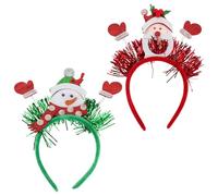 Ipetboom Lot de 2 Serrage-Têtes de Noël Souples pour Femmes avec Figurines Père Noël et Bonhomme de Neige Accessoires de Fête Festifs et Décorations de Cheveux et Nouvel An Idées Présents