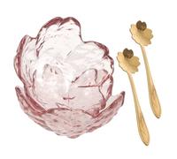 Ipetboom Lot de 2 Sets de Bols en Verre Rose Sakura pour Mélanger Huiles Essentielles et Masques Faciaux Petits Bols Mélangeurs Légers pour Spa Salon de Beauté avec 2 Cuillères Dorées