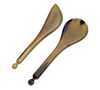 Ipetboom Lot de 2 Stylos D’acupression en Corne de Yak Naturelle, Outil de Massage Visage et Yeux, Bâtonnet D’acupression Ergonomique, Surface Lisse, Portable pour Relaxation et Bien-être