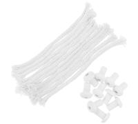 Ipetboom Lot de 20 Set de Sets de Mèches Rondes pour Lampes à Pétrole et Huile, Coton Naturel Supports en Céramique, Kit pour Brûleurs et Torches Tiki, Utilisation Laboratoire, Camping