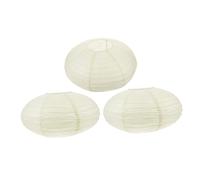 Ipetboom Lot de 3 Abat-Jours Pliables en Papier Beige Lanterne Suspendue Décorative en Papier Artisanale Forme Ovale pour Décoration Intérieure et Extérieure Fête et Mariage