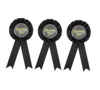 Ipetboom Lot De 3 Badges Décoratifs Pour Anniversaire Broche Décorative Badge En Ruban Pour Anniversaire Broche « C'Est Mon Anniversaire » Noir