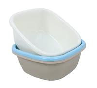 Ipetboom Lot De 3 Bassines à Épais 38 x 38 x 13 Cm Grosse Taille, Bassines Carrées Pour Laver Les Pieds, Usage Polyvalent, Couleurs Bleu, Kaki Et Blanc