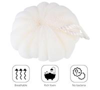 Ipetboom Lot de 3 Boules de Bain Exfoliantes Grosse Taille Beige en Polyéthylène Éponge de Bain Filet Douce pour Massage Corporel Accessoires pour Nettoyage et Exfoliation