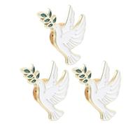 Ipetboom Lot de 3 Broches Symbole la Paix en Alliage Métal, Épingle Oiseau Vintage Rameau D’olivier, Broches à Vêtements pour Robe, Paquet à Dos et Accessoires, Bijou Polyvalent Femme