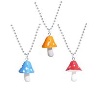 Ipetboom Lot de 3 Colliers Pendentifs Champignon en Résine Colorée, Accessoire pour Clavicule Femme, Chaîne Légère et Originale, pour Fêtes et Soirées Tendances, Présent Couleur Aléatoire