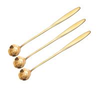 Ipetboom Lot de 3 Cuillères à Mélanger Café en Acier Inoxydable Doré, Long Manche, Forme Pétale, Résistantes la Corrosion, pour Bar, Maison et Restaurant, Cuillères Service Élégantes