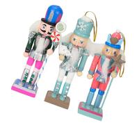 Ipetboom Lot de 3 Décorations Casse-Noisettes en Bois Artisanal Style Nautique Figurines Soldats Traditionnelles Bouche Mobile Décorations de Festival pour Table Bureau et Maison