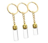 Ipetboom Lot de 3 Flacons en Verre Transparent Porte-clés Or, Distributeurs D'huile Essentielle Polyvalents, Design Élégant pour Décoration ou Présent