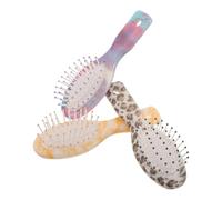 Ipetboom Lot de 3 Mini Brosses Démêlantes Portables avec Airbag Motif Léopard à Transfert d'Eau Couleurs Jaune et Violet Brosse de Massage pour Cuir Chevelu Peigne de Voyage pour