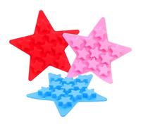 Ipetboom Lot de 3 Moules à Glaçons en Silicone D’Étoile Bac à Glaçons Empilable pour Congélateur Couleurs Rouge Rose et Bleu Facile à Démouler pour Cocktails Boissons Froides et Fêtes