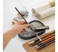 Ipetboom Lot de 3 Pinceaux à Encre de Calligraphie Traditionnelle Chinoise en Poils de Loup Coffret de Calligraphie Pinceaux Fins pour Dessin de Lignes Peinture et Art Chinois