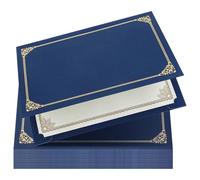 Ipetboom Lot de 30 Pochettes Porte-certificats 8.5 X 11 Pouces Bordure Dorée, Papier Robuste Bleu Foncé, Coins Prédécoupés pour Diplômes, Récompenses et Gestion Scolaire