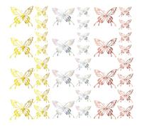 Ipetboom Lot de 36 Stickers Muraux 3D en Métal Décorations Murales Ajourées Dorées Argentées et Rose Gold Stickers en Forme d’Insecte pour Chambre Fille Salon et Décoration Intérieure