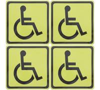 Ipetboom Lot de 4 autocollants handicapés résistants en papier 13x13 cm - symbole fauteuil roulant visible pour sécurité et respect, usage intérieur et extérieur voiture, camion, camping-car