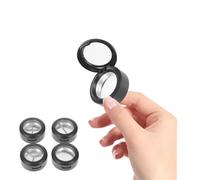 Ipetboom Lot de 4 Boîtes à Fards à Paupières Vides Rondes Fenêtre Transparente, Compartimentées en 3 Sections, Diamètre 26 Mm, Boîtier Noir Mat Plateaux en Aluminium, pour Maquillage