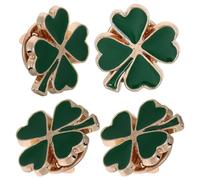 Ipetboom Lot de 4 Broches Vintage en Émail Décoratif Trèfle à Quatre Feuilles, Accessoires Mode Femme pour Saint-patrick, Épingles Rétro Artisanales Résistantes la Décoloration, Bijoux